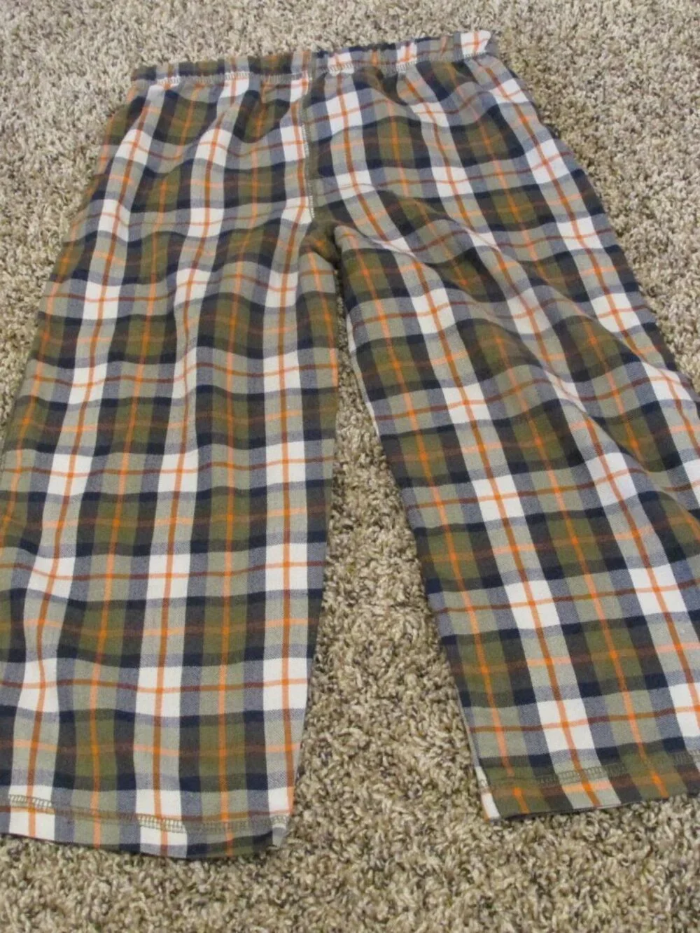 Carters Pull On Lounge Sweatpants Boys Size 5T Brown White Plaid Elastic Pajamas